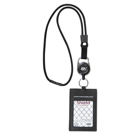 Shielded Ballistic Multi Card Holder w/Carabiner Retractable Reel & Detachable Credential Holder